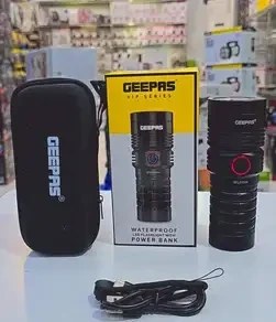 چراغ قوه LED ضد آب Geepas با پاور بانک مدل GFL51044